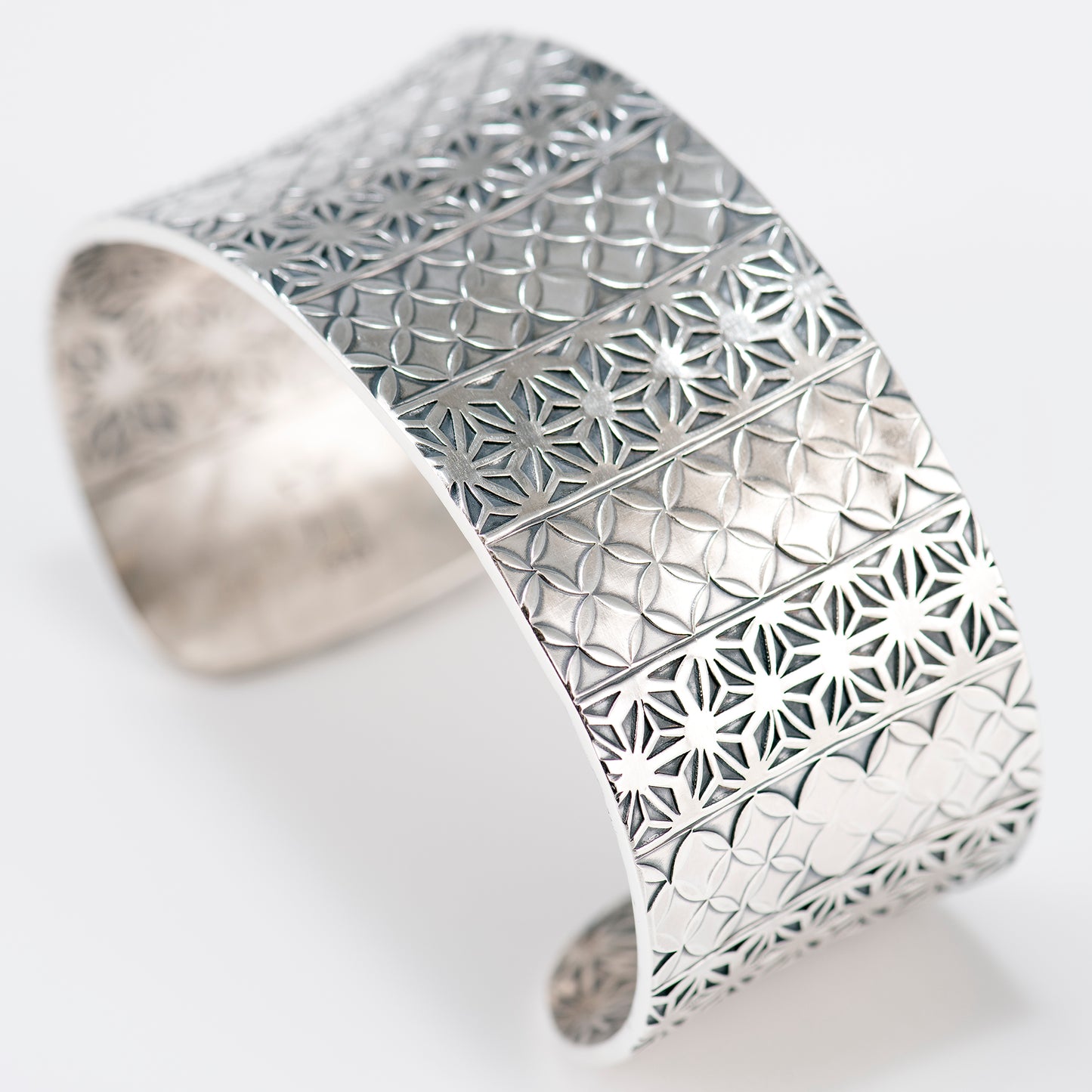 Anticlastic Cuff Featuring Hand-Stamped Traditional Japanese Asanoha and Shippō Pattern