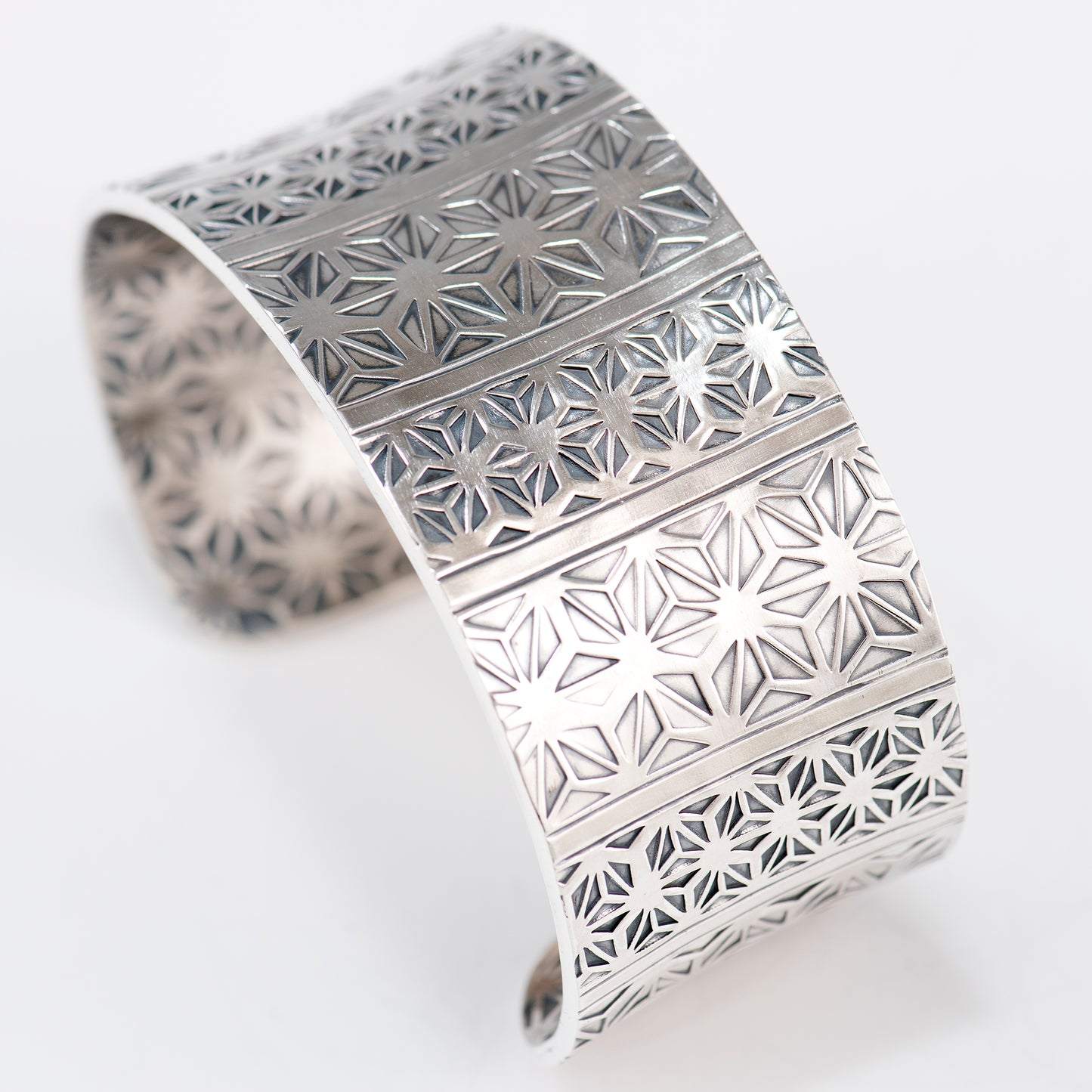 Anticlastic Cuff Featuring Hand-Stamped Traditional Japanese Asanoha Panels