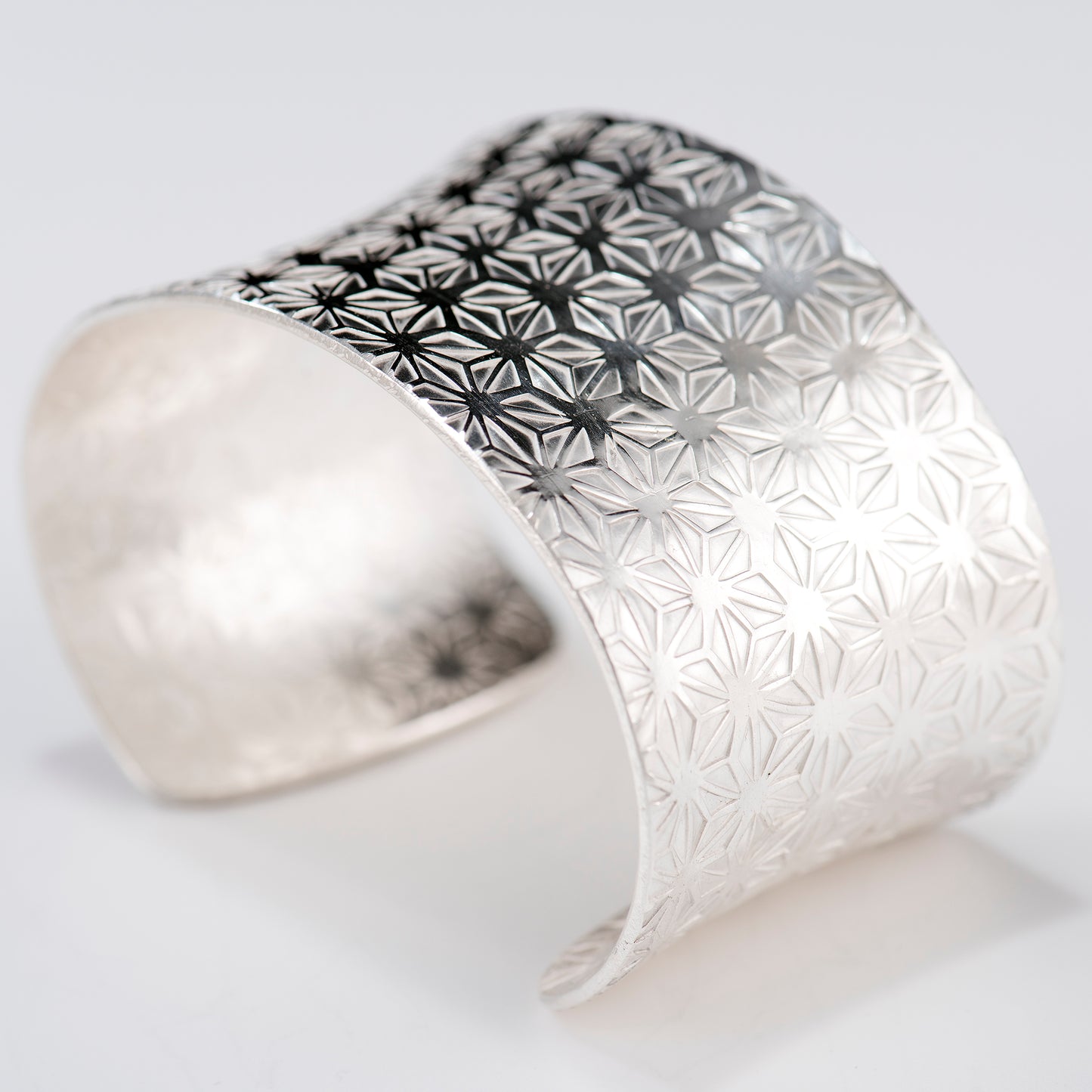 Anticlastic Cuff Featuring Hand-Stamped Traditional Japanese Asanoha Pattern