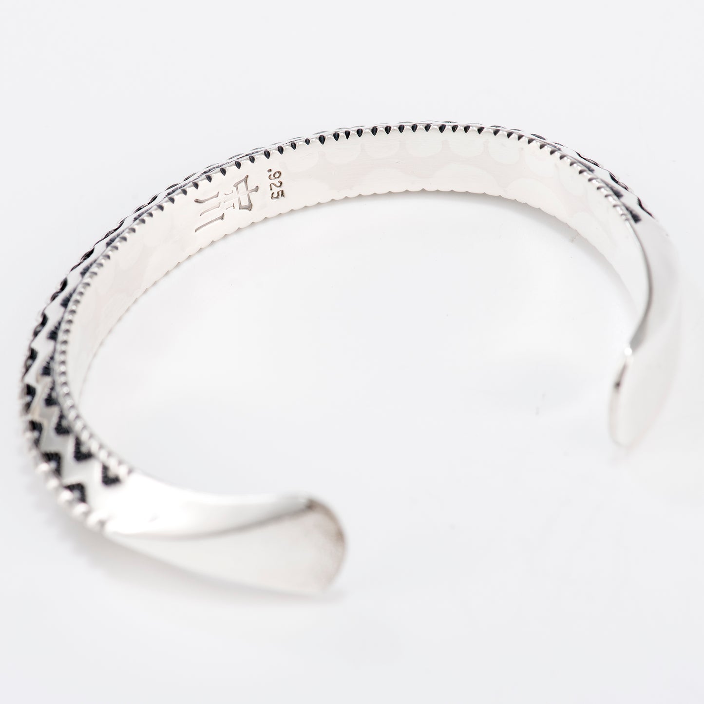 Extra Small Triangle Wire Cuff Featuring Hand-Stamped Zig Zag and Steps Patterns