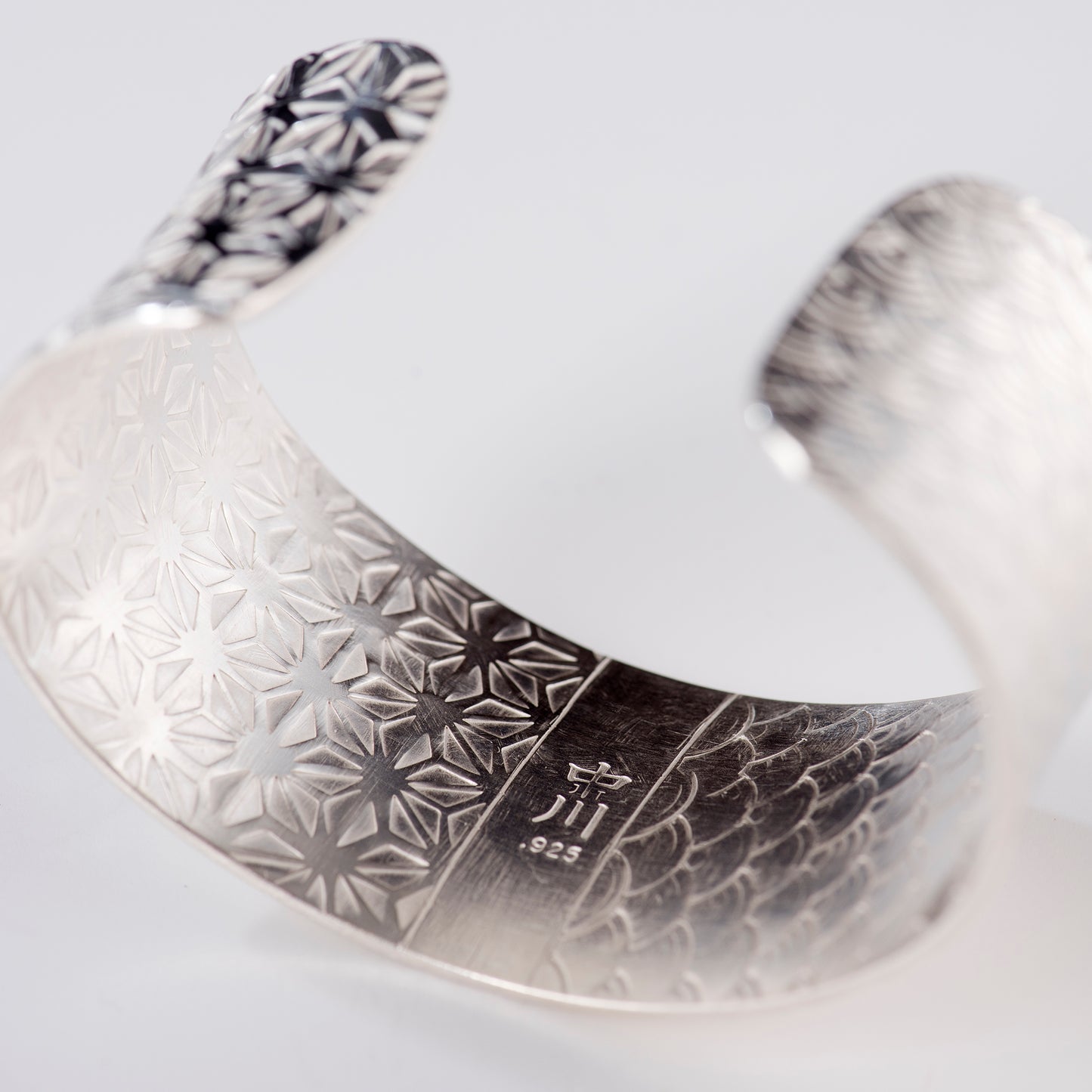 Anticlastic Cuff Featuring Hand-Stamped Traditional Japanese Asanoha and Seigaiha Patterns