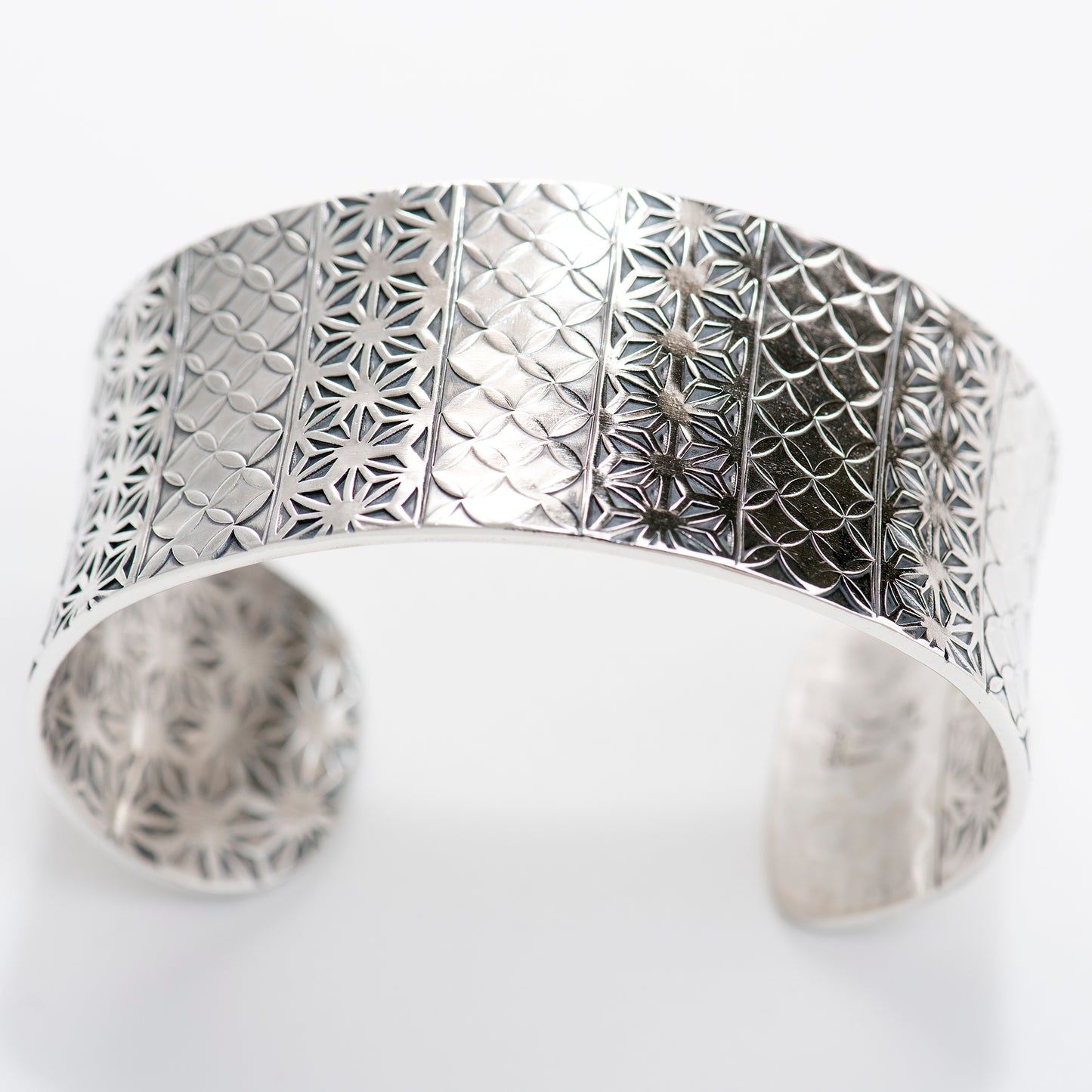 Anticlastic Cuff Featuring Hand-Stamped Traditional Japanese Asanoha and Shippō Pattern