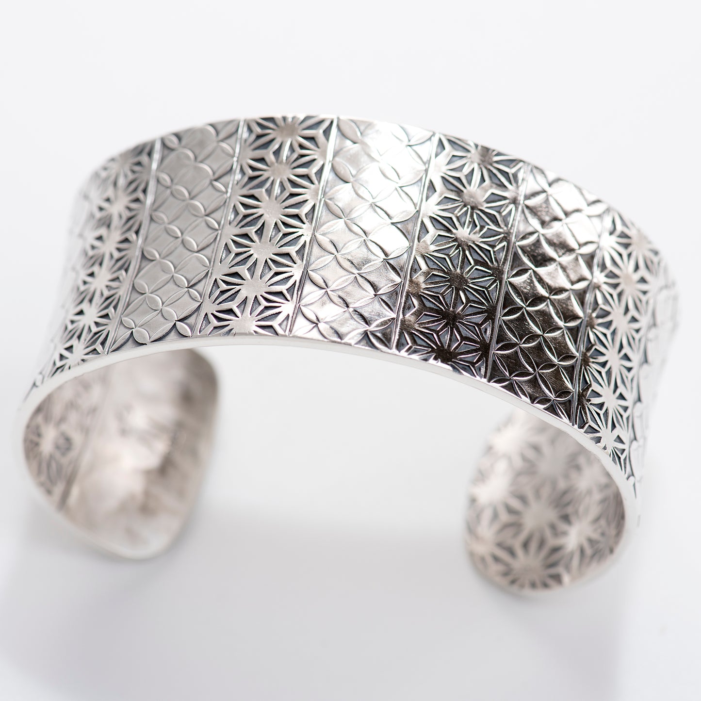 Anticlastic Cuff Featuring Hand-Stamped Traditional Japanese Asanoha and Shippō Pattern
