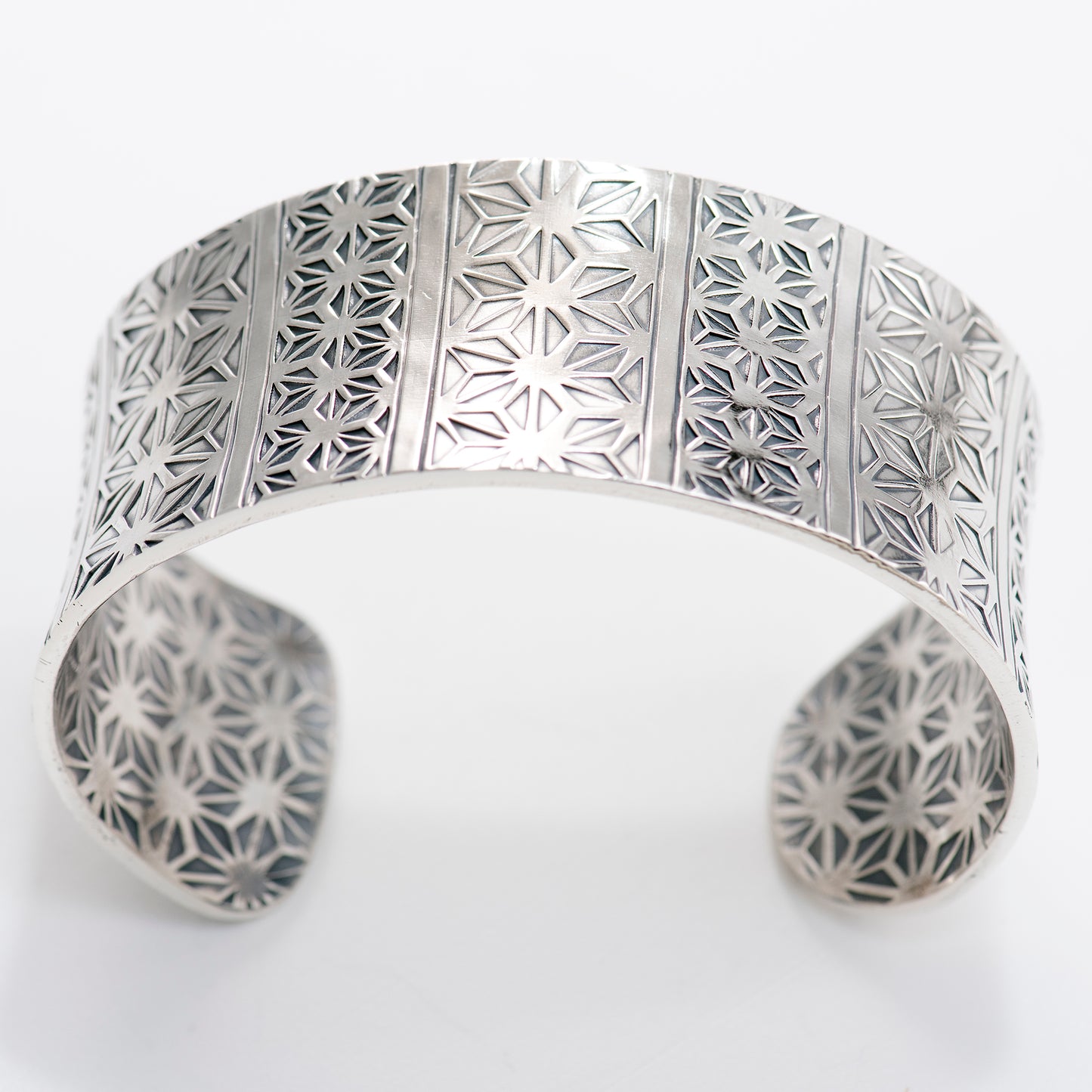 Anticlastic Cuff Featuring Hand-Stamped Traditional Japanese Asanoha Panels