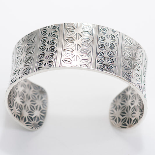 Anticlastic Cuff Featuring Hand-Stamped Traditional Japanese Asanoha Panels