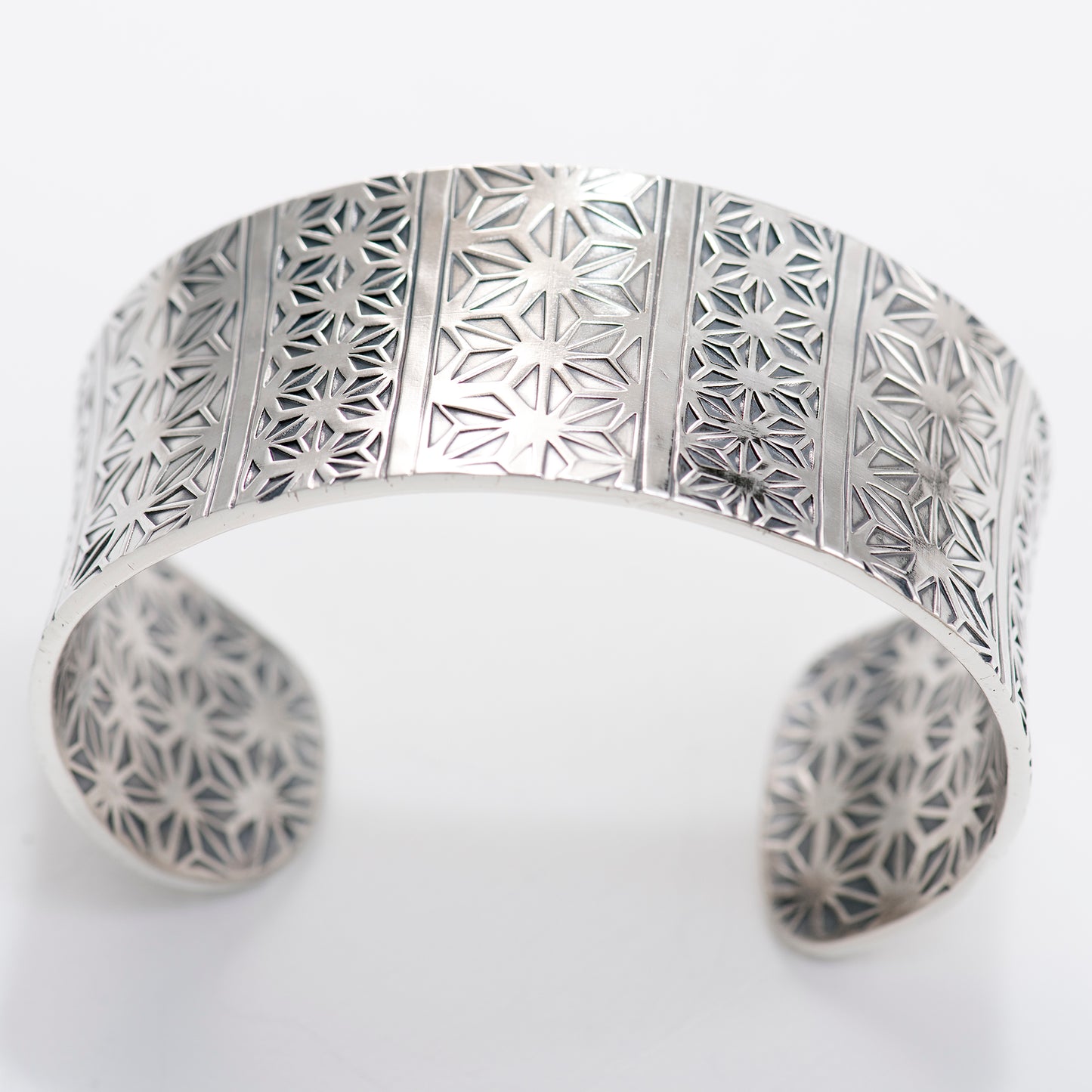 Anticlastic Cuff Featuring Hand-Stamped Traditional Japanese Asanoha Panels