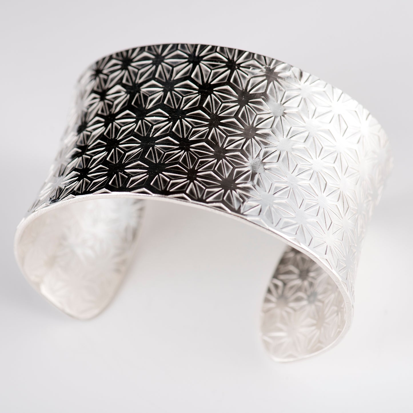 Anticlastic Cuff Featuring Hand-Stamped Traditional Japanese Asanoha Pattern