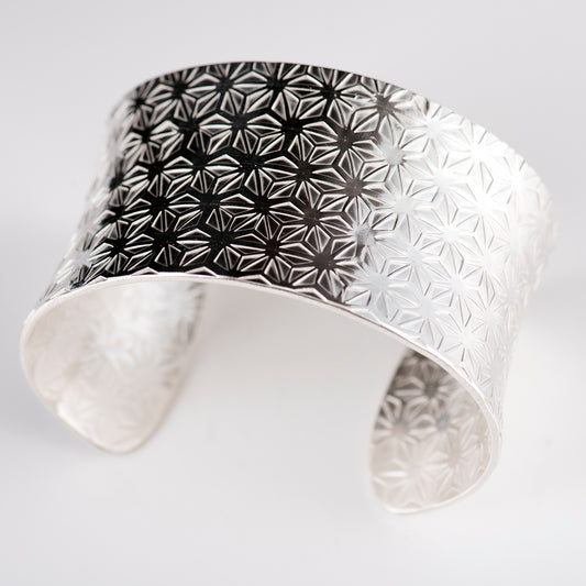 Anticlastic Cuff Featuring Hand-Stamped Traditional Japanese Asanoha Pattern