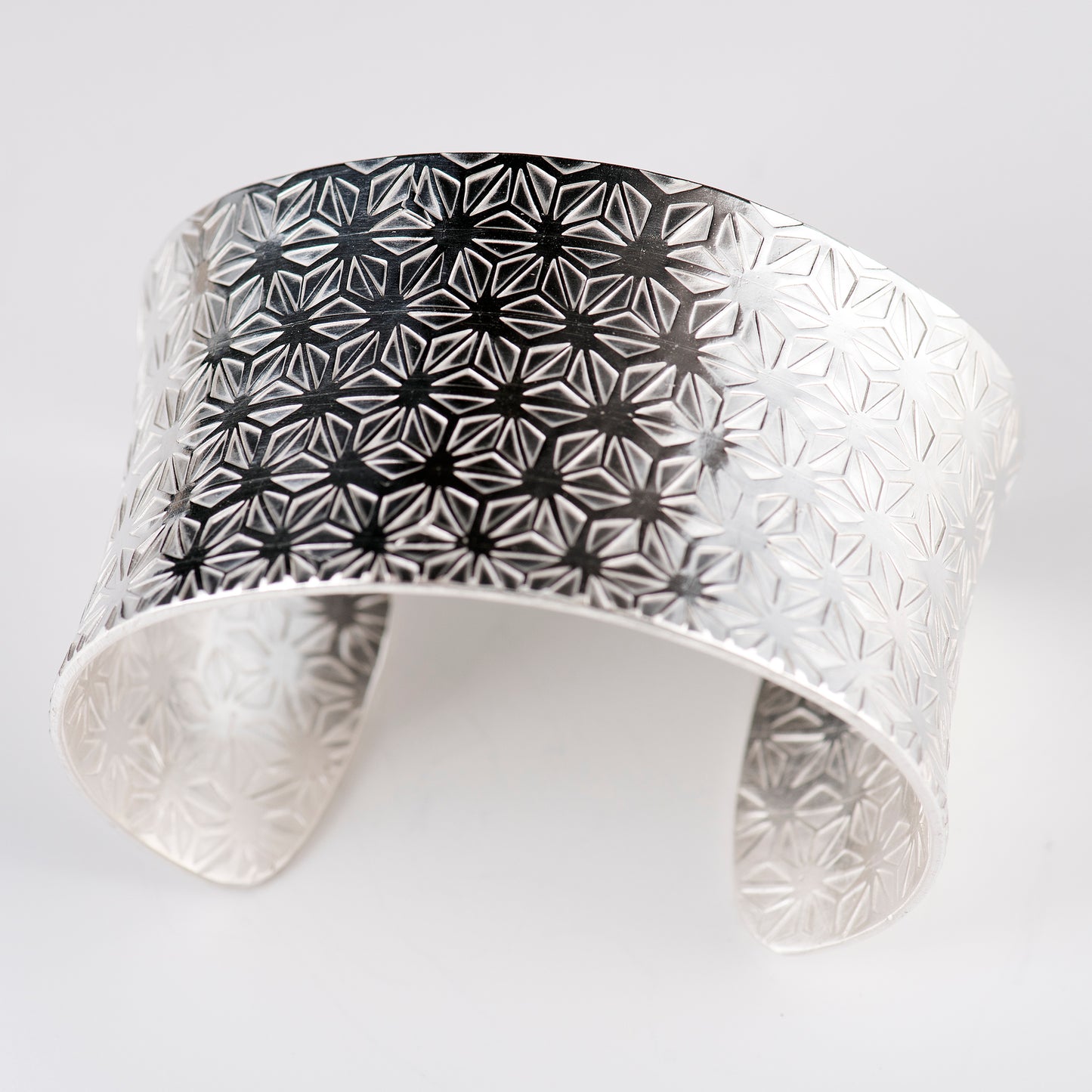 Anticlastic Cuff Featuring Hand-Stamped Traditional Japanese Asanoha Pattern