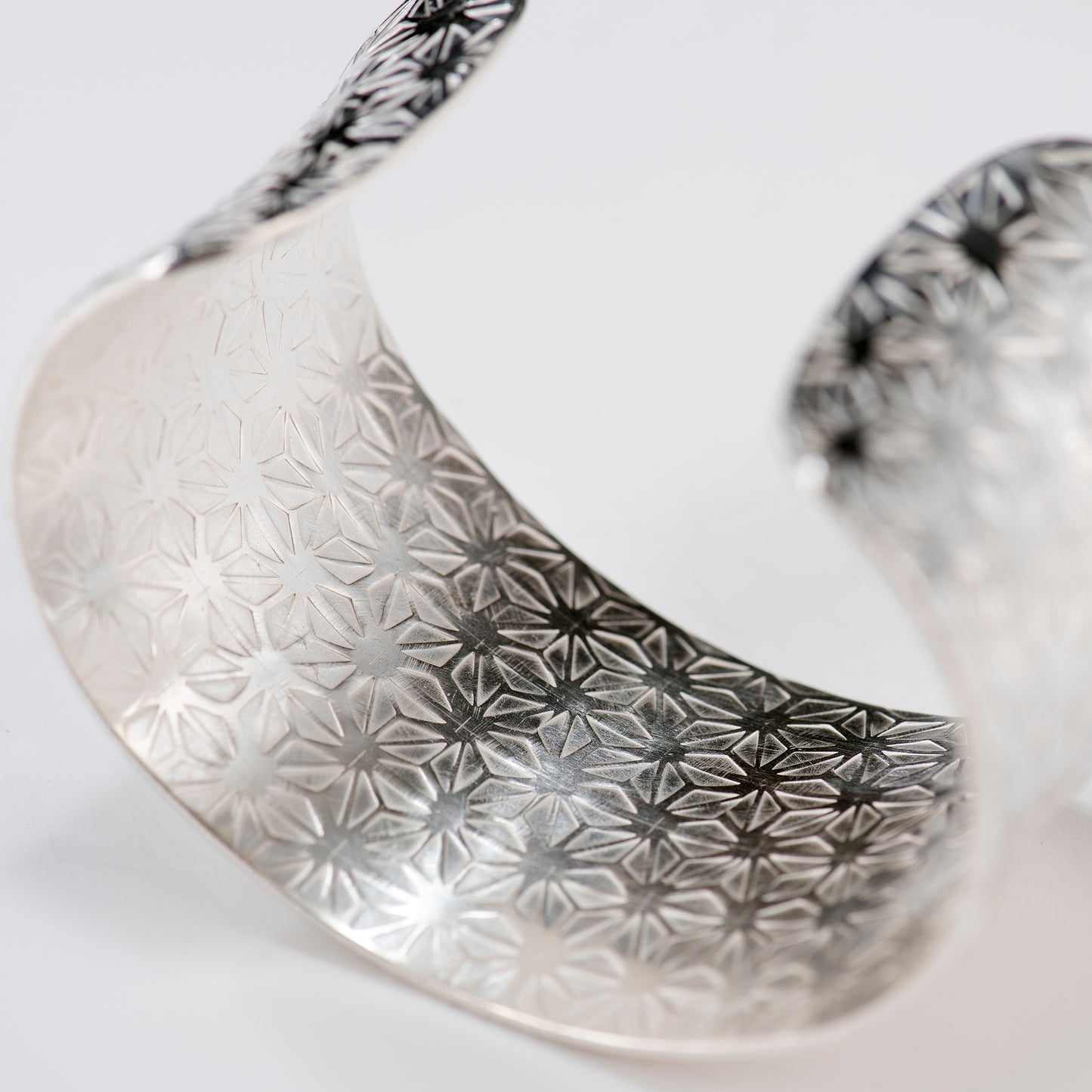 Anticlastic Cuff Featuring Hand-Stamped Traditional Japanese Asanoha Pattern