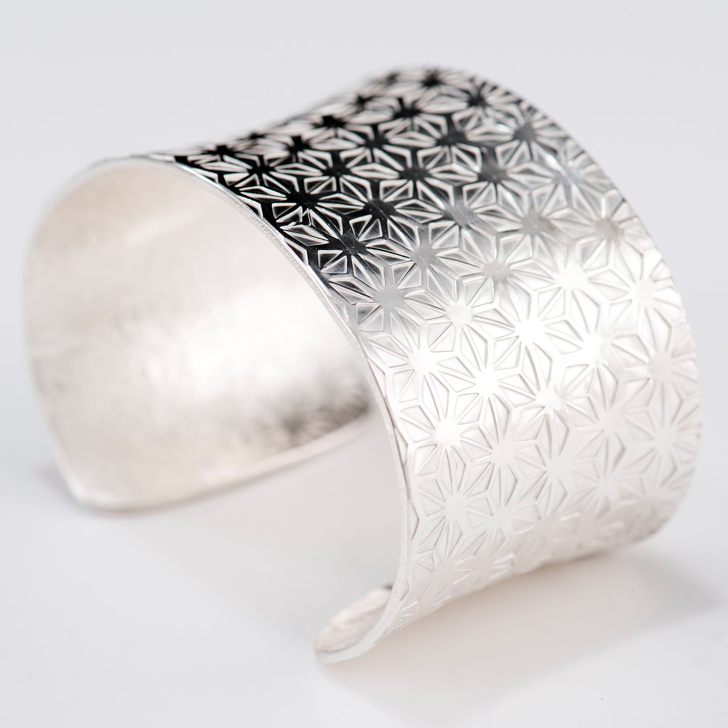 Anticlastic Cuff Featuring Hand-Stamped Traditional Japanese Asanoha Pattern