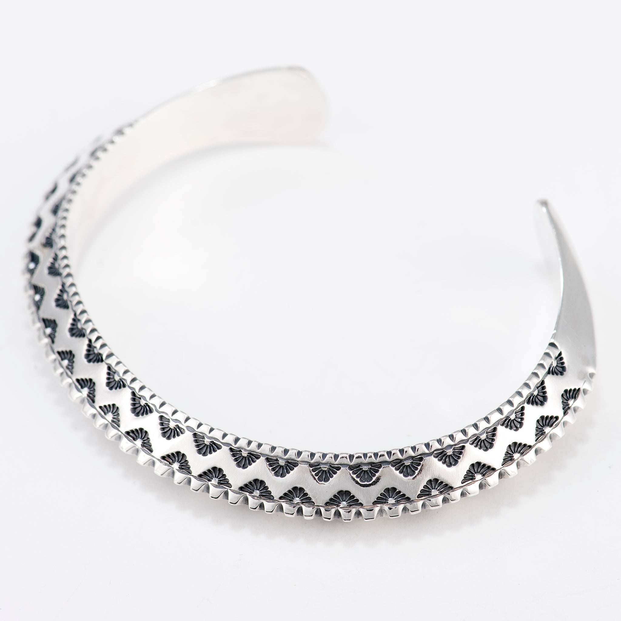 Extra Small Triangle Wire Cuff Featuring Hand-Stamped Zig Zag and