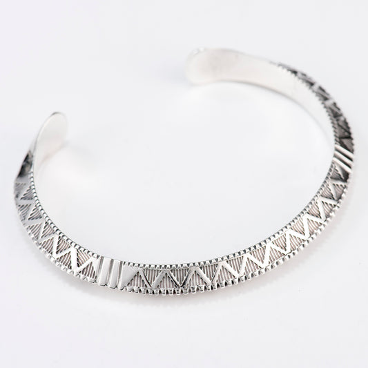 Triangle Wire Cuff Featuring Hand-Stamped Zig Zag Pattern
