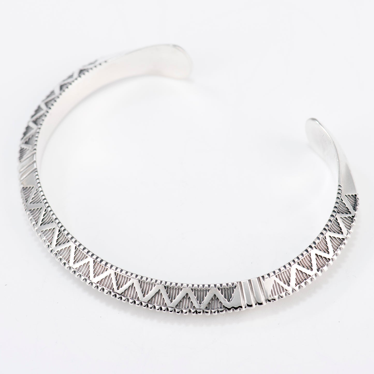 Triangle Wire Cuff Featuring Hand-Stamped Zig Zag Pattern
