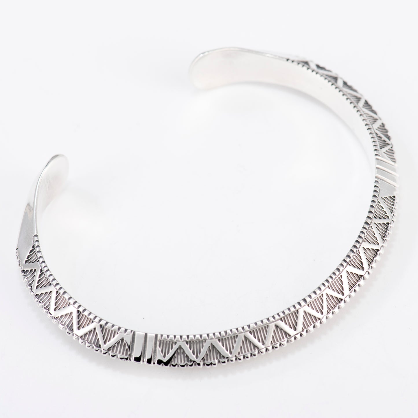 Triangle Wire Cuff Featuring Hand-Stamped Zig Zag Pattern