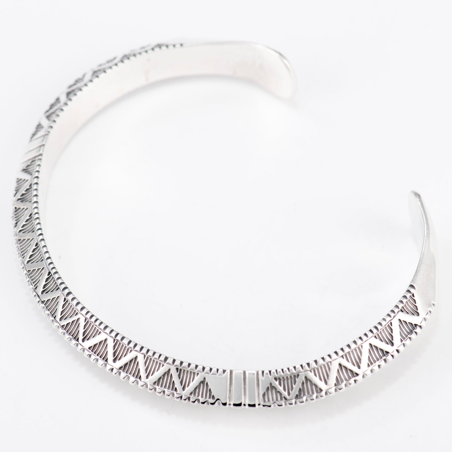 Triangle Wire Cuff Featuring Hand-Stamped Zig Zag Pattern