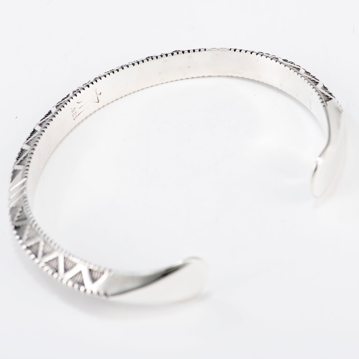 Triangle Wire Cuff Featuring Hand-Stamped Zig Zag Pattern