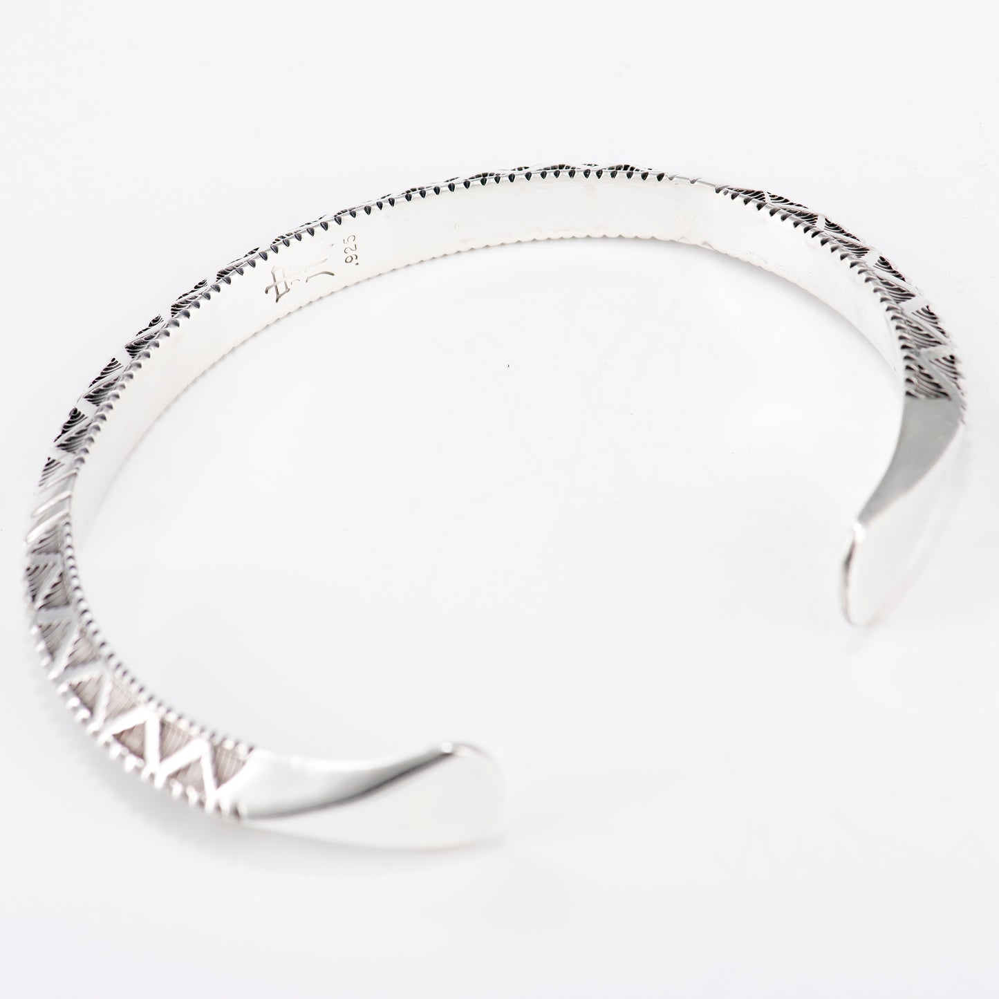 Large Triangle Wire Cuff Featuring Hand-Stamped Zig Zag Pattern