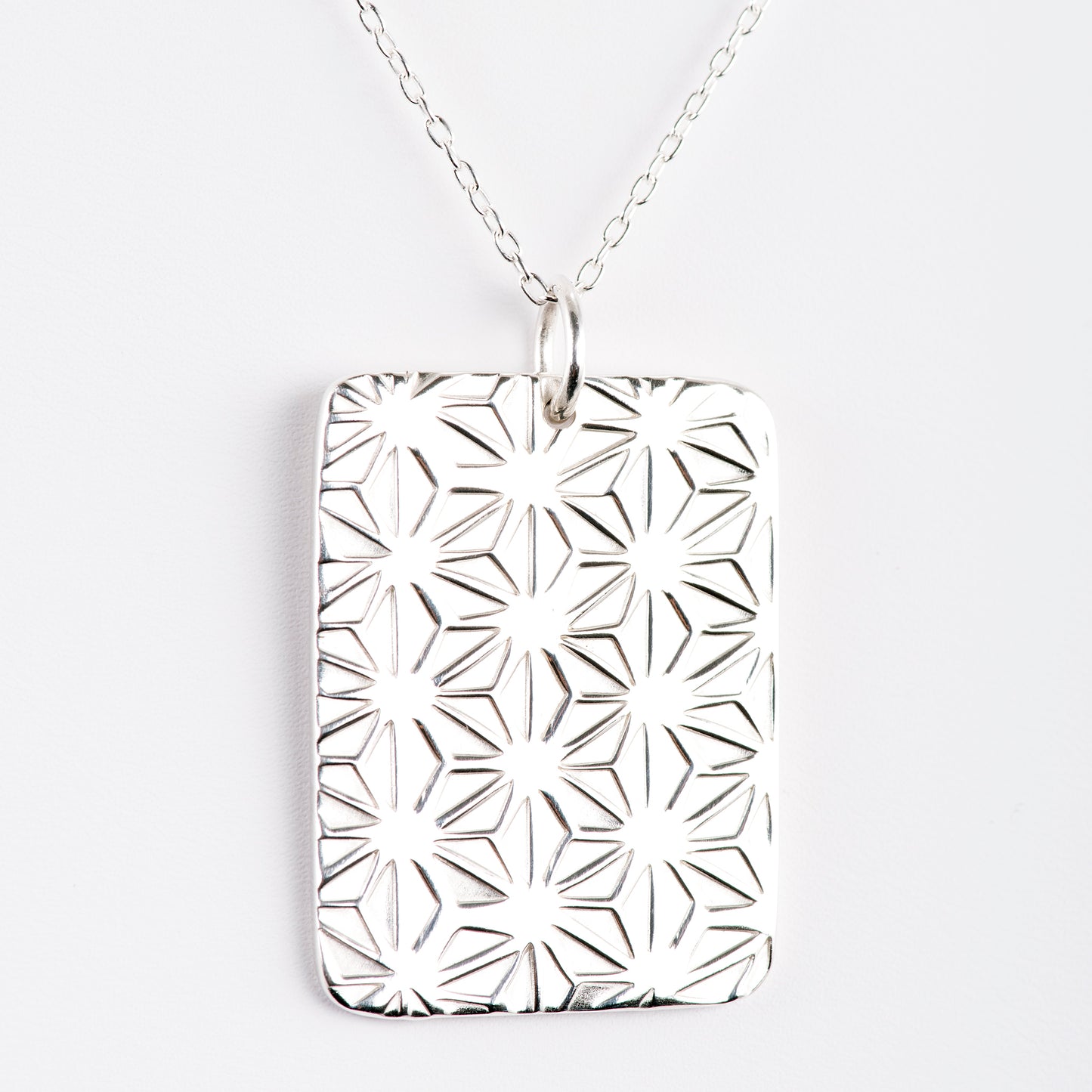 Pendant Featuring Hand-Stamped Traditional Japanese Asanoha Pattern