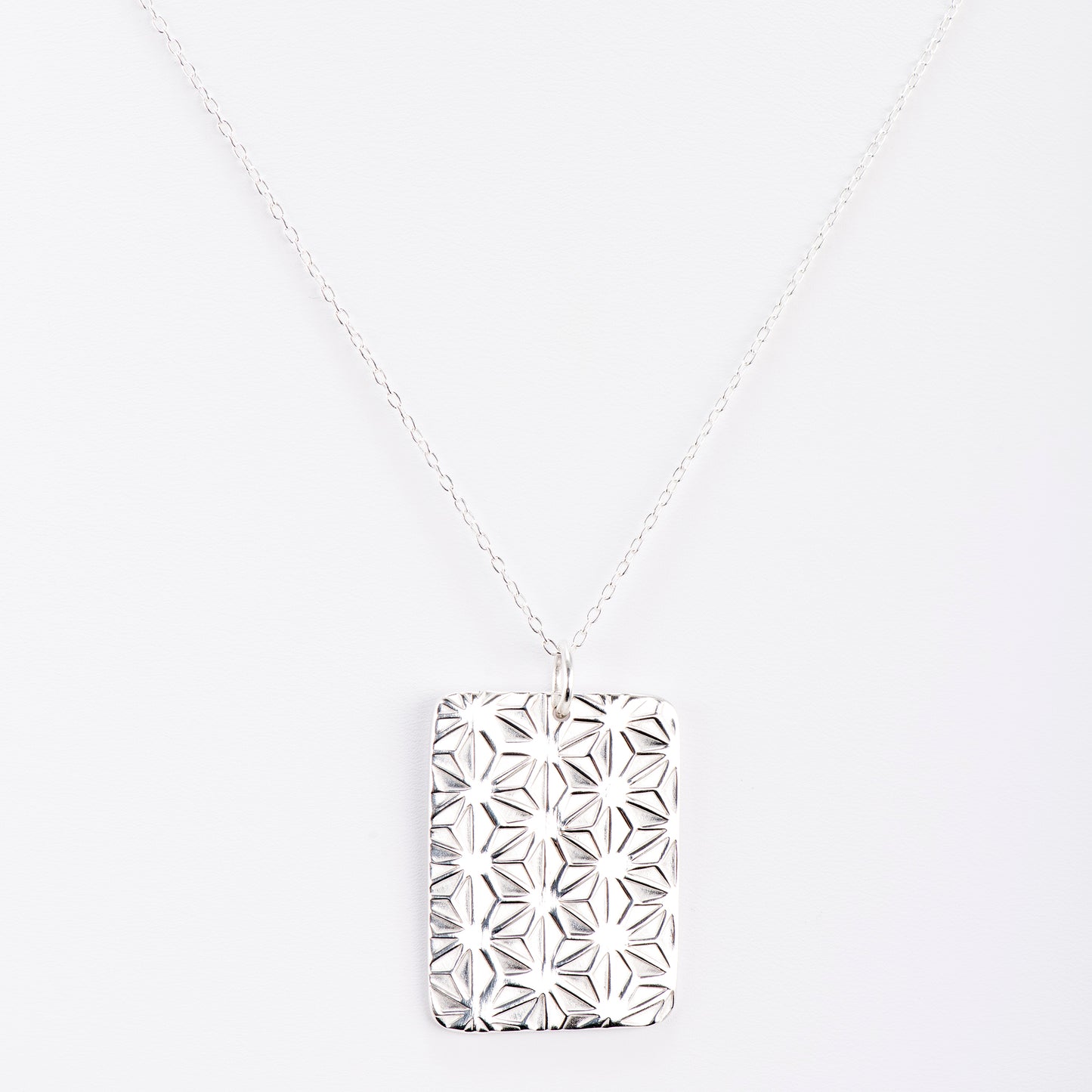 Pendant Featuring Hand-Stamped Traditional Japanese Asanoha Pattern