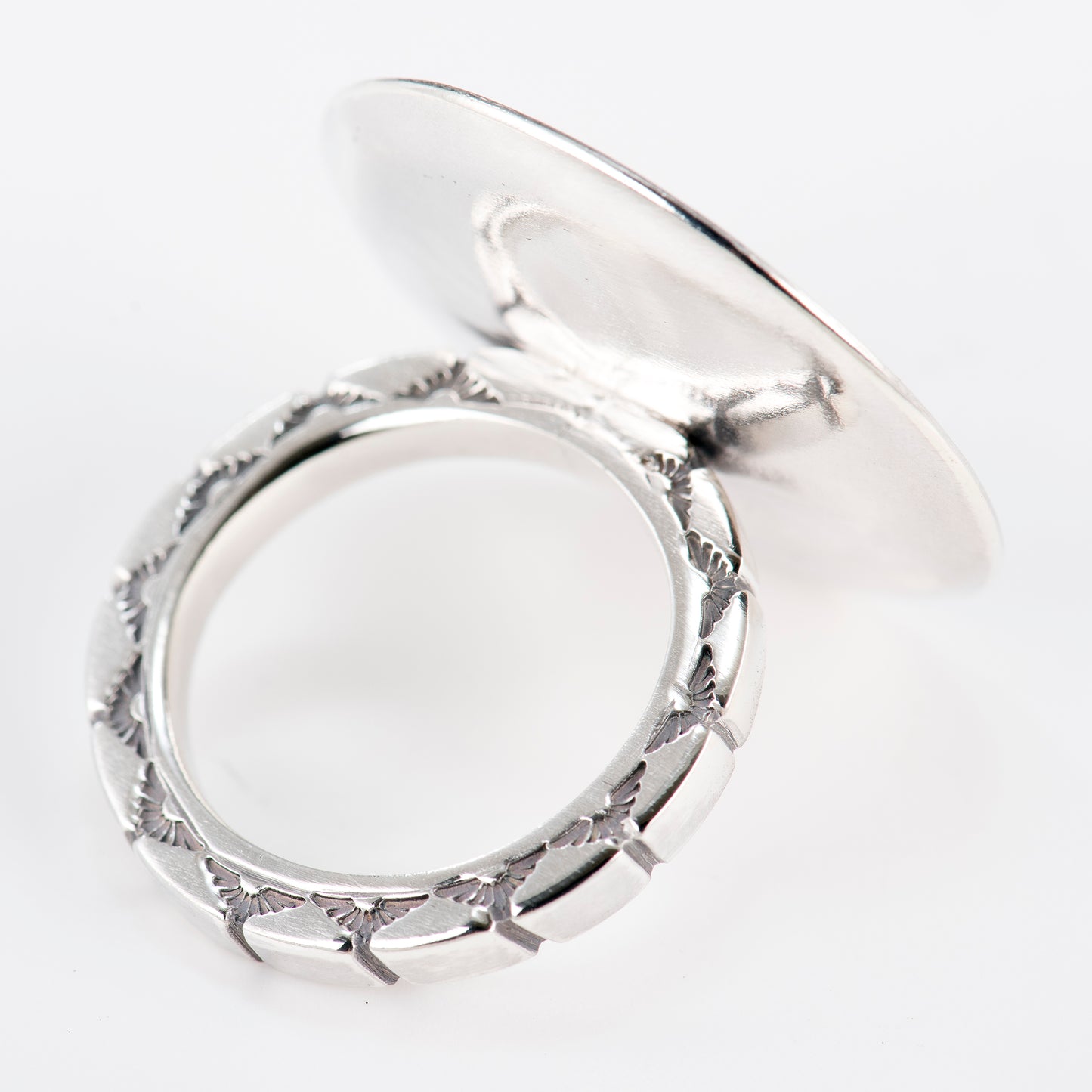 Japanese Overlay Ginkgo Ring with Hand-Stamped and Filed Shank