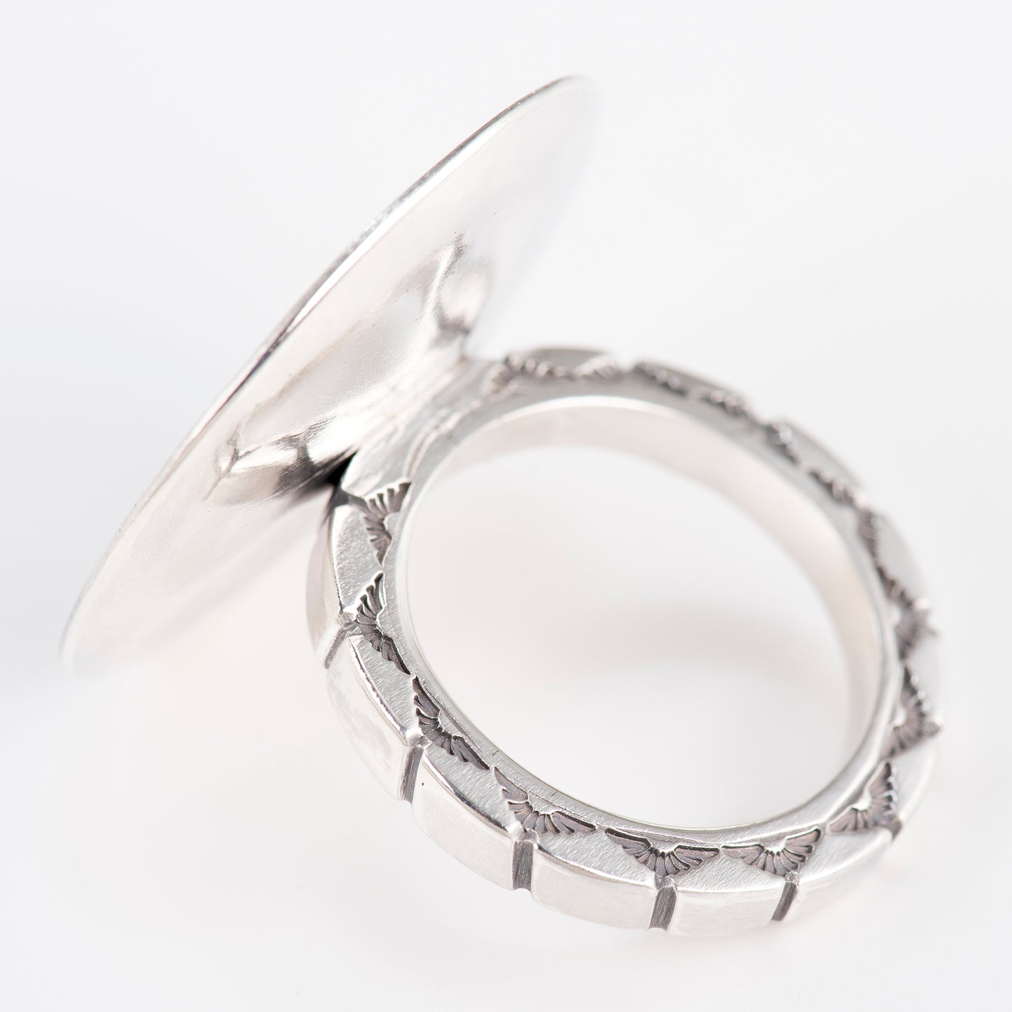 Japanese Overlay Ginkgo Ring with Hand-Stamped and Filed Shank